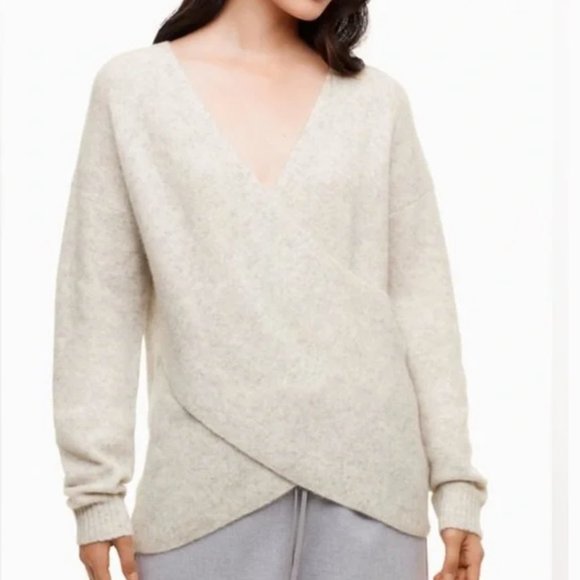 Aritzia The Group Baton Nandini Sweater Cross Front Size Medium Brown/Taupe - Picture 11 of 12